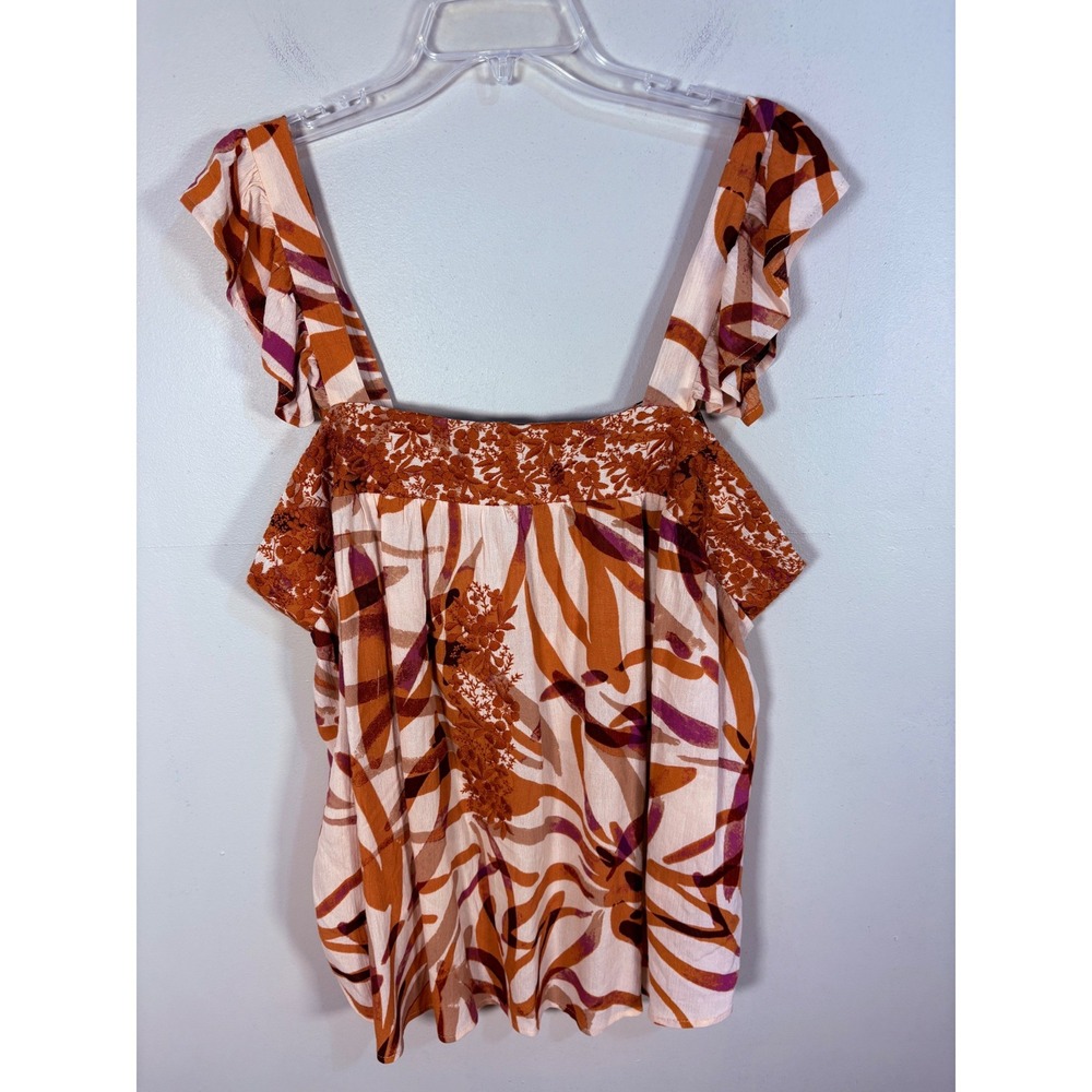 Savanna Jane Embroidered Ruffle Top 1X Multi Color NEW Boho Floral